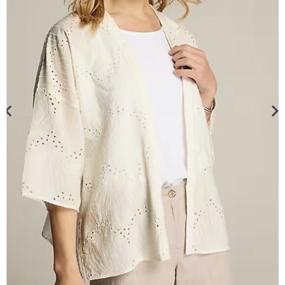 J.Jill Breezy Eyelet Seashell Jacket OS (Tagged S–L) NWT Coastal Boho Cream - Picture 1 of 9